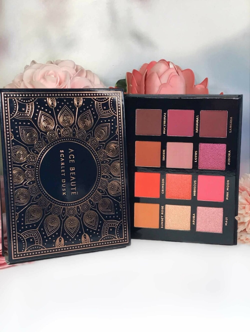 Ace Beaute Scarlet Dusk Eyeshadow Palette 12 Sunset Shades *BNIB